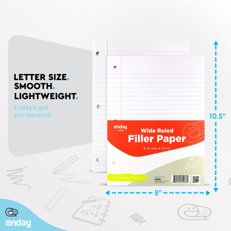 Emraw Wide Ruled Filler Paper  Perfect for Normal Everyday Notetaking 8""x10.5"" x 0.32"" Inch  2 Pack - 100 Sheets Per Pack (Total 200 Sheets) - Image 5